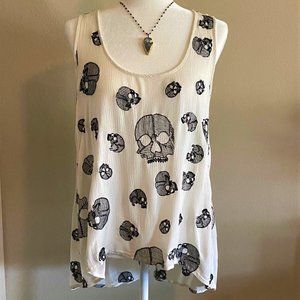 Skull Sleeveless Hi-Lo Top/Size XL